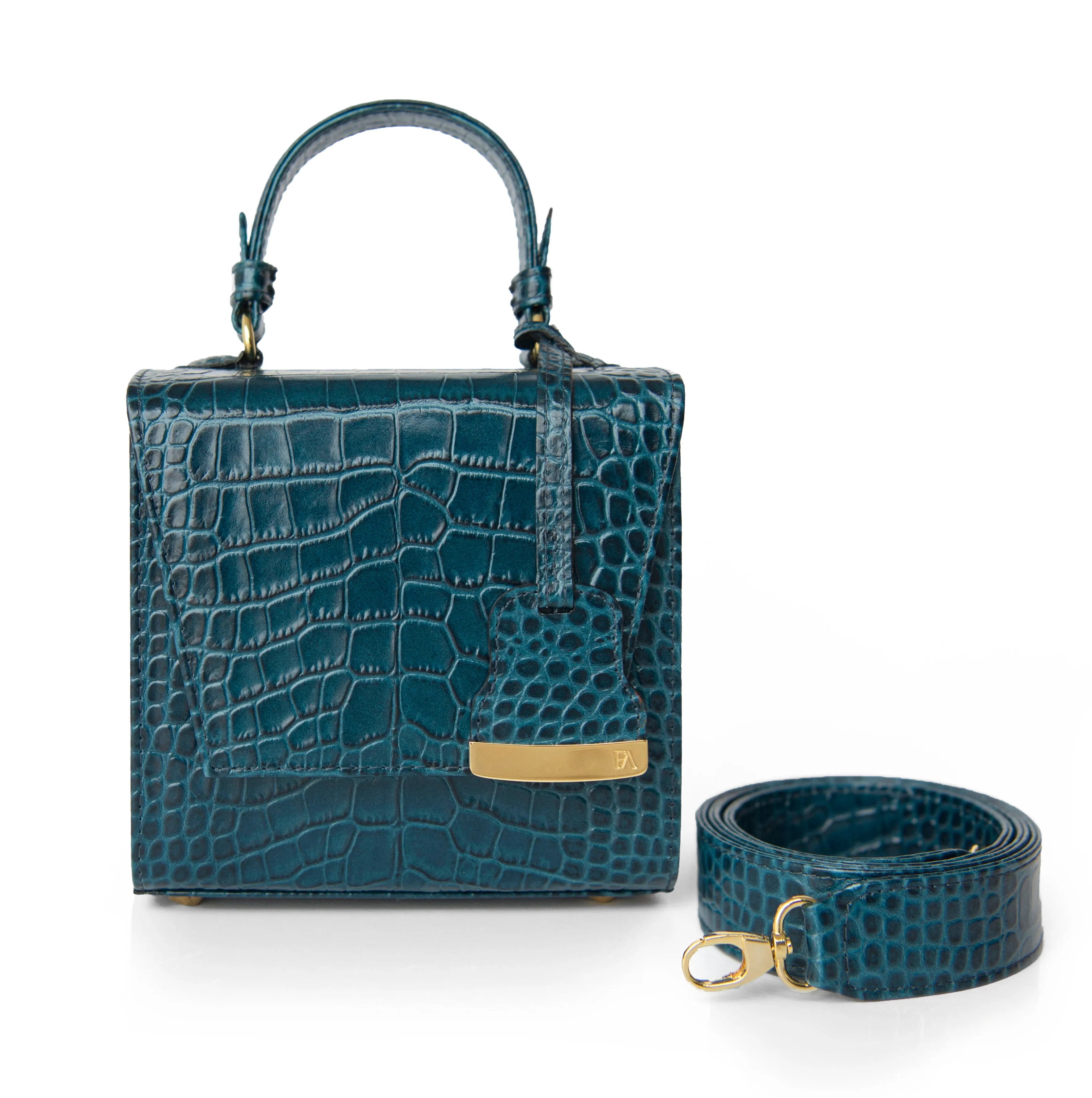 Teal Blue Charlotte box bag