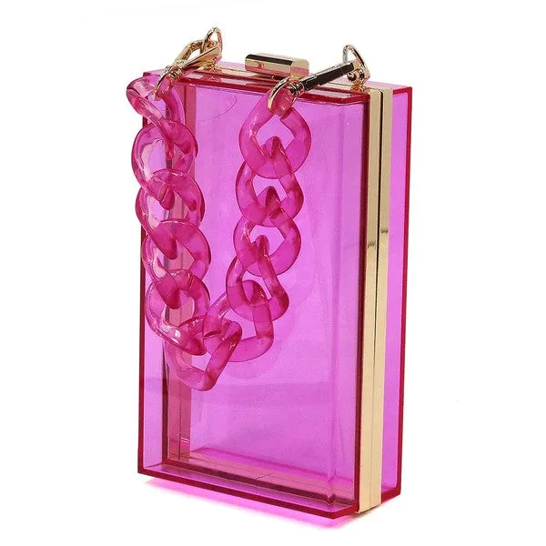 TEEK - Tinted Chain See Thru Crossbody Clutch