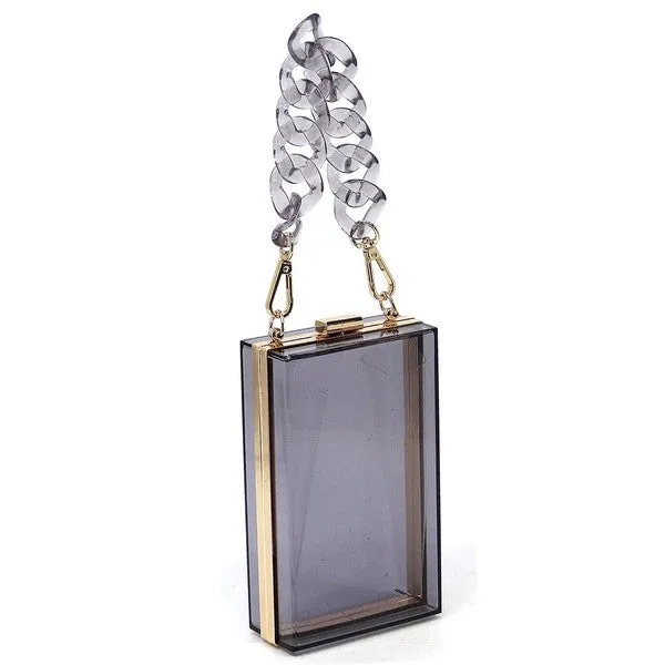 TEEK - Tinted Chain See Thru Crossbody Clutch