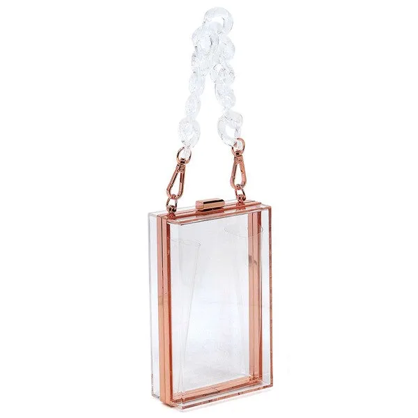 TEEK - Tinted Chain See Thru Crossbody Clutch