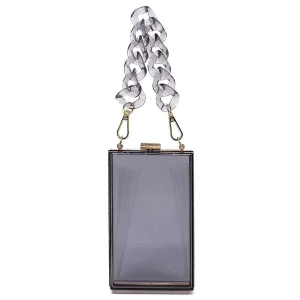 TEEK - Tinted Chain See Thru Crossbody Clutch