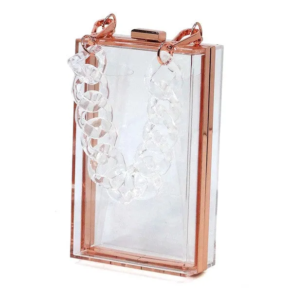 TEEK - Tinted Chain See Thru Crossbody Clutch