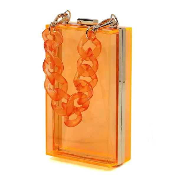 TEEK - Tinted Chain See Thru Crossbody Clutch