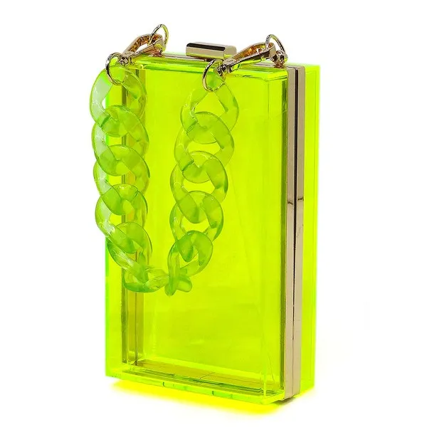 TEEK - Tinted Chain See Thru Crossbody Clutch