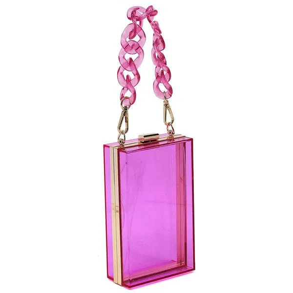 TEEK - Tinted Chain See Thru Crossbody Clutch