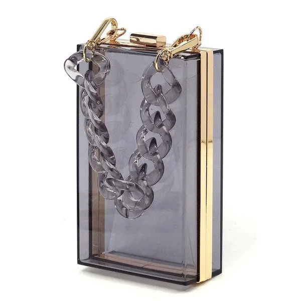 TEEK - Tinted Chain See Thru Crossbody Clutch