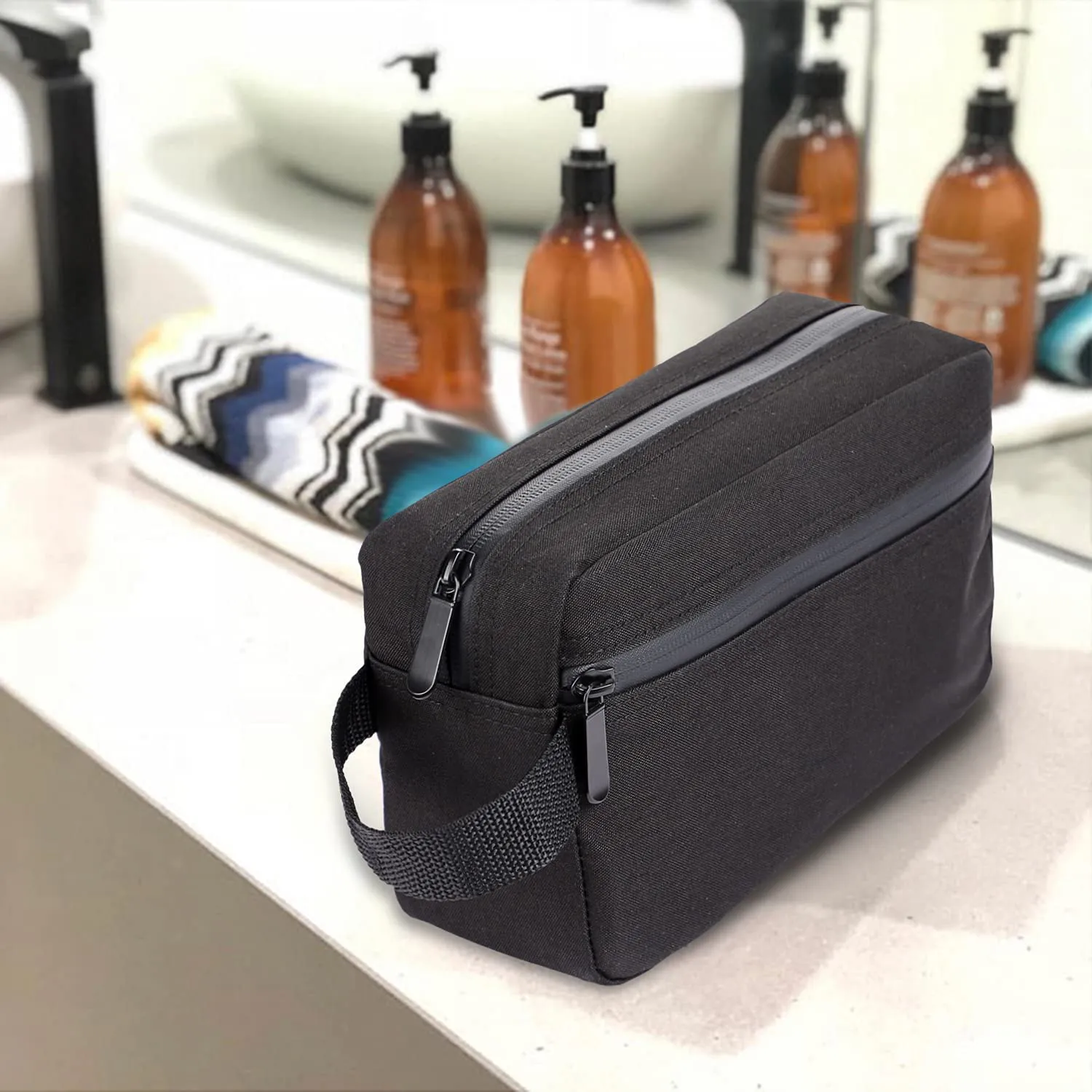 Toiletry Bag for Men, Portable Travel Toiletry Organizer Bag,Shaving Bag for Toiletries Accessories (Deep Gray)