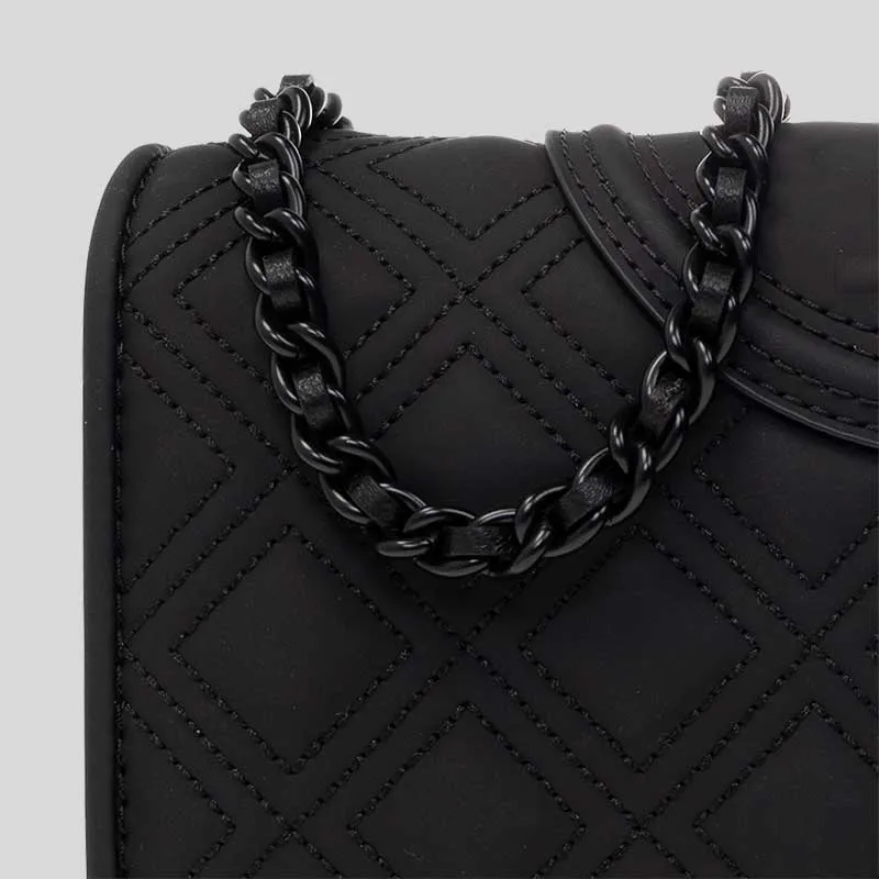 TORY BURCH Fleming Matte Chain Wallet Black 142518