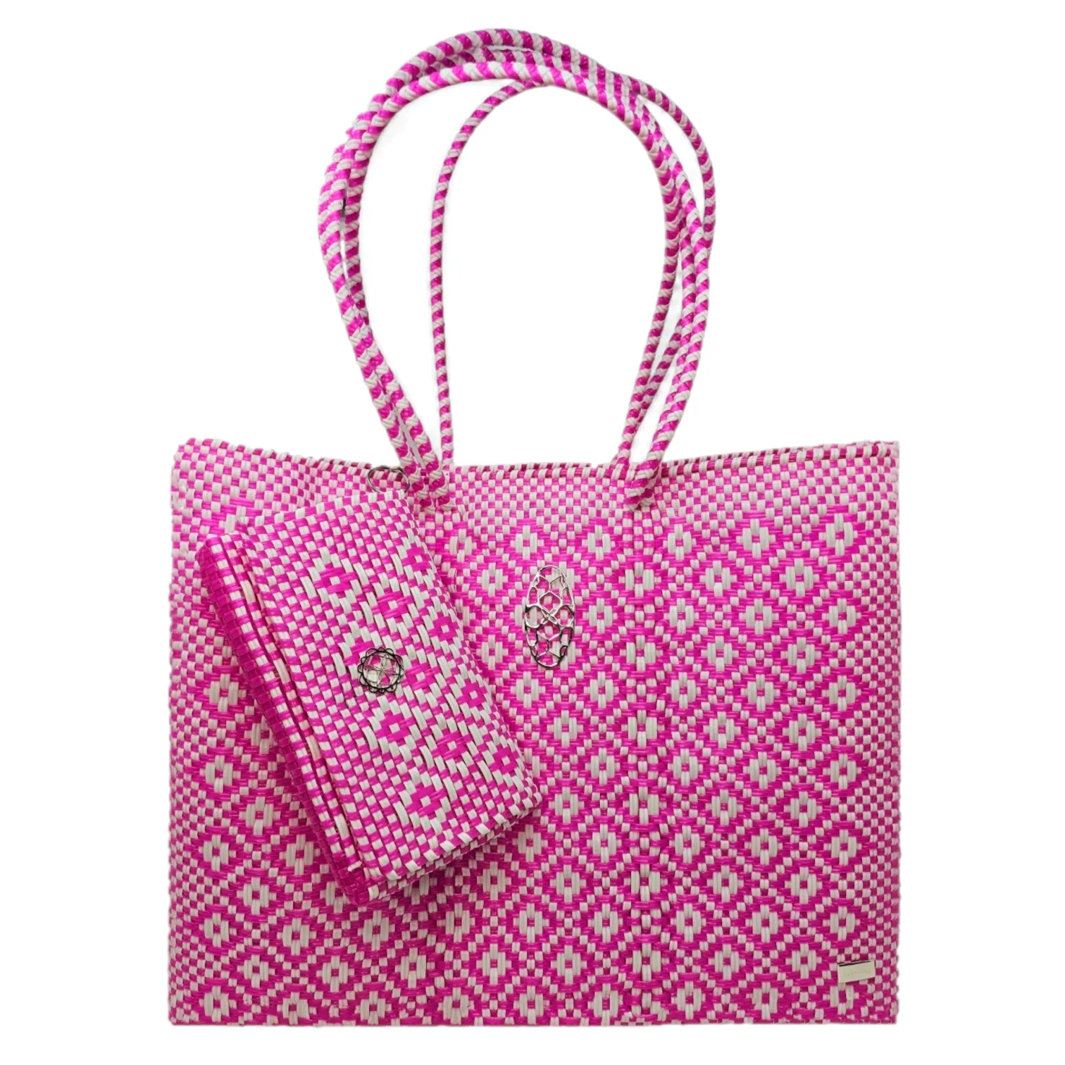 TRAVEL PINK AZTEC TOTE BAG WITH CLUTCH