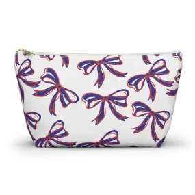 Trendy Bow Makeup Bag - Graduation Gift, Bed Party Gift, Acceptance Gift, College Gift, Clemson, Purple & Orange, Bows,