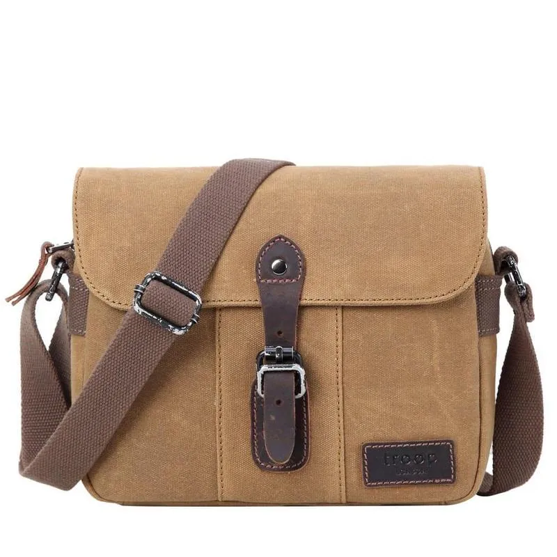 Troop London TRP0440 Heritage Across Body Bag in Dark Brown