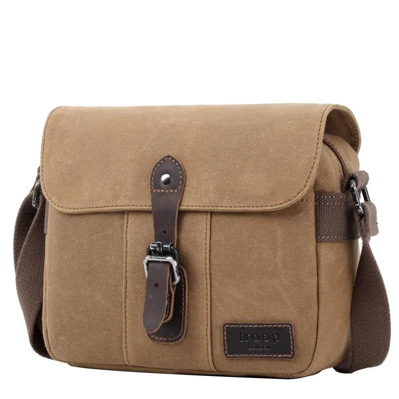 Troop London TRP0440 Heritage Across Body Bag in Dark Brown