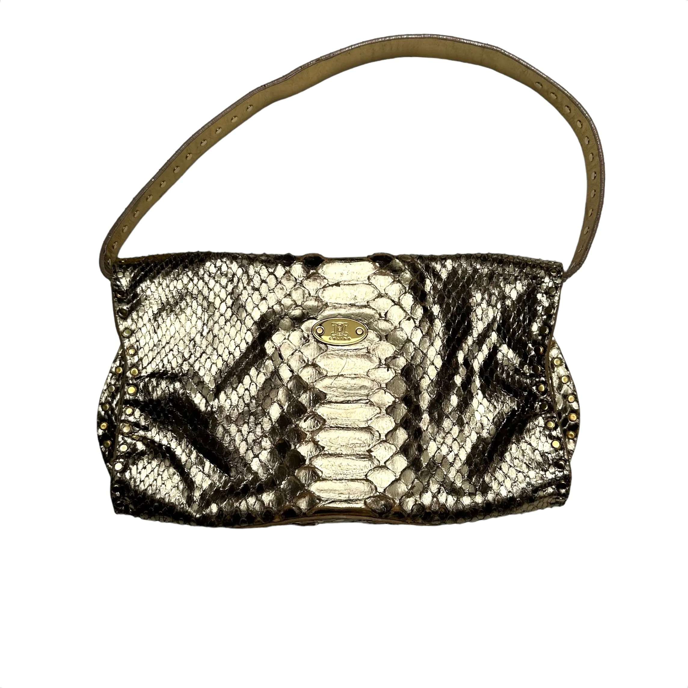 Vintage Gold Python Shoulder Bag