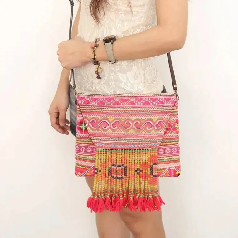 Vintage Upcycled Hmong Fabric Crossbody | Clutch - Thailand