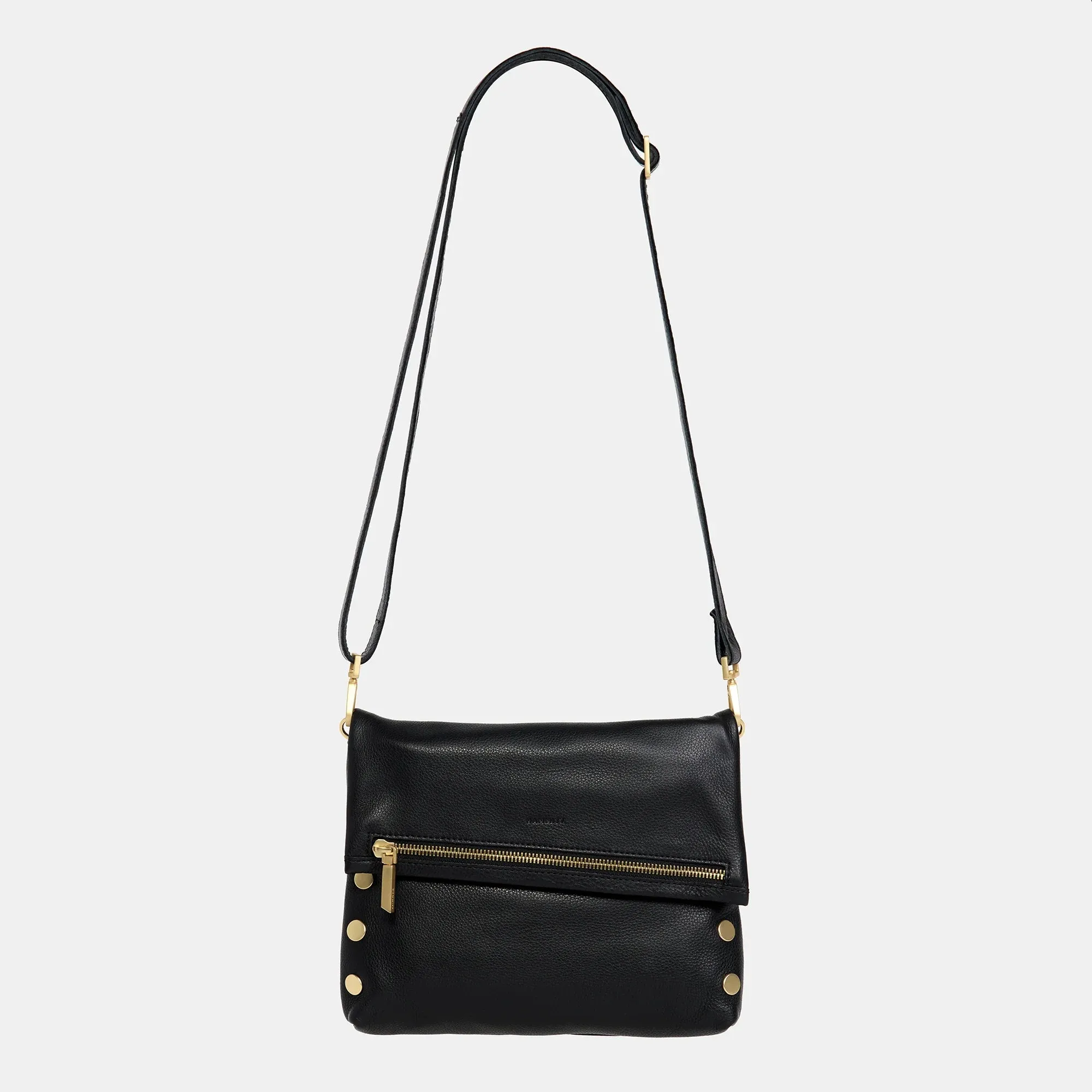 VIP Leather Foldover Bag - Black and Gold