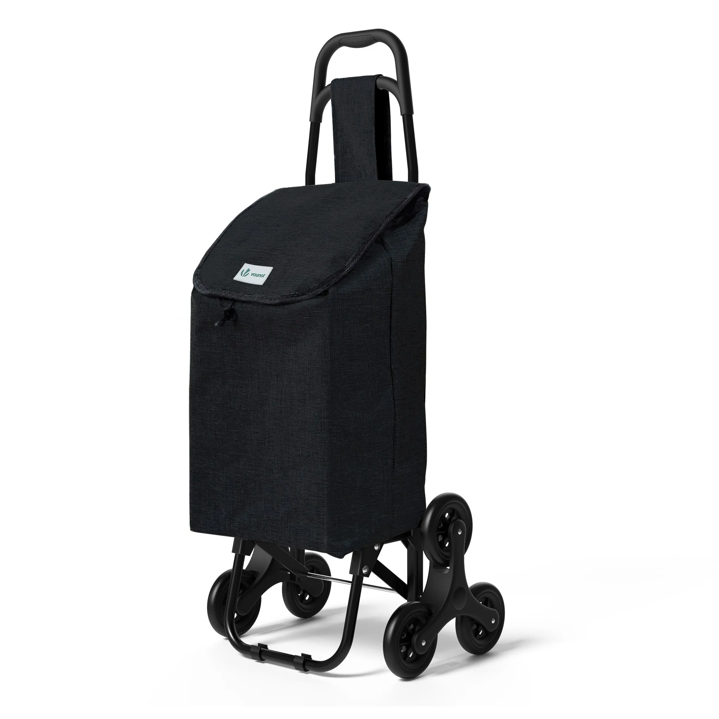 VOUNOT 6 Wheels Stair Climbing Shopping Trolley, 32L Oxford Black