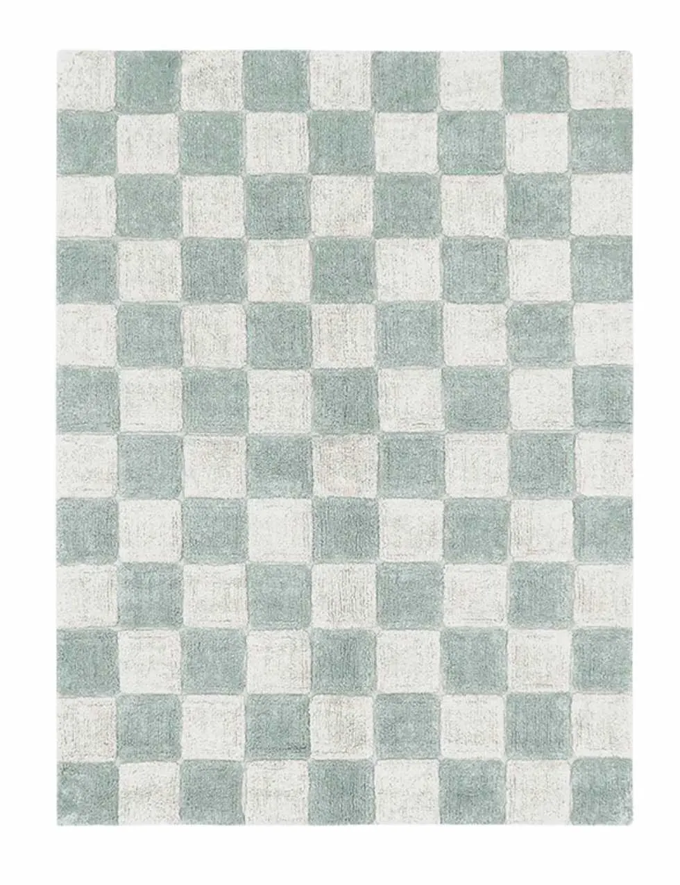 Washable cotton rug "Tiles Blue Sage"