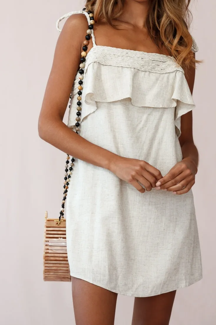 West Braid Detail Ruffle Bust Dress Natural