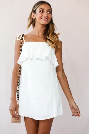 West Braid Detail Ruffle Bust Dress White