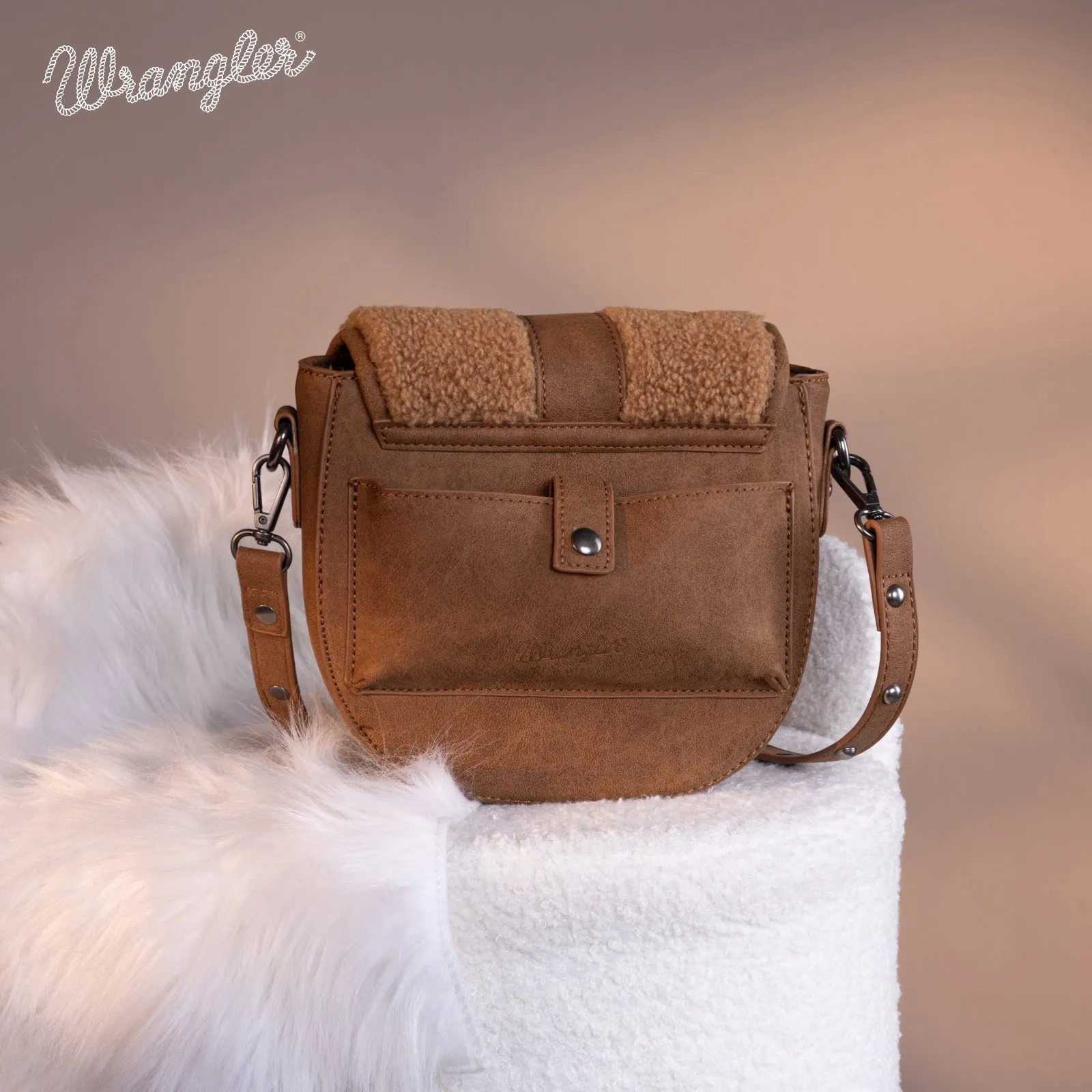 WG160-6010  Wrangler Sherpa Saddle Bag Crossbody - Brown