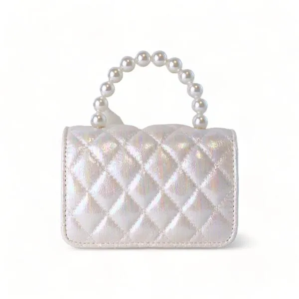 White Mermaid Shiny Quilted Purse