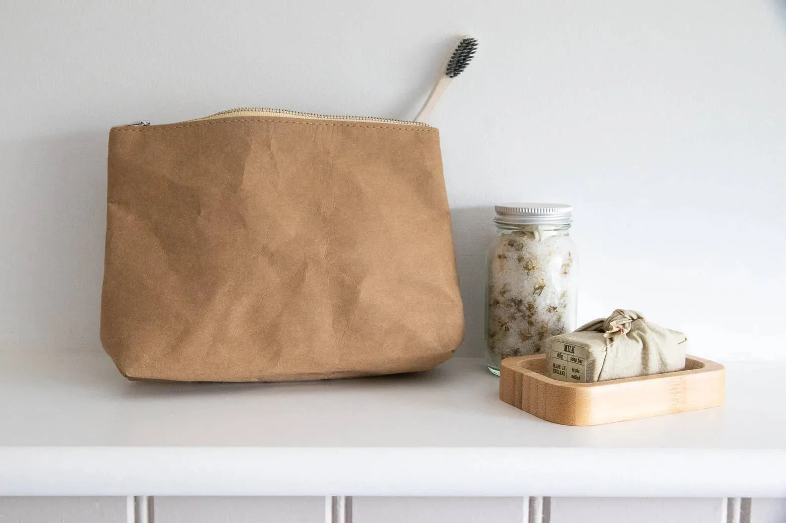 Willow Earth- Kraft paper cosmetic/toiletry bag - eco friendly