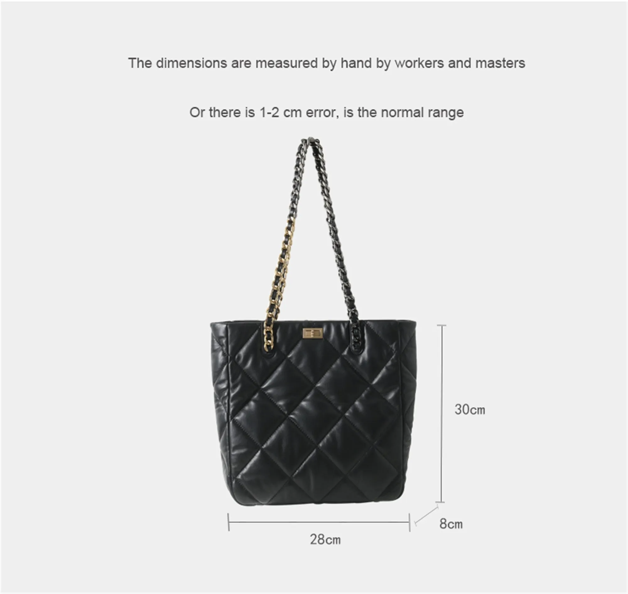 Womens Quilted Leather Large Shopper Chain Shoulder Bag