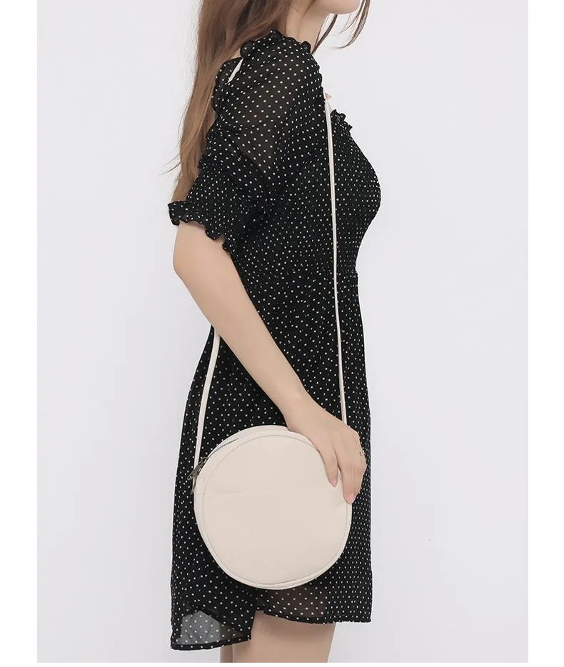 Women's Small Round Canvas Bag Canvas Circle Bag