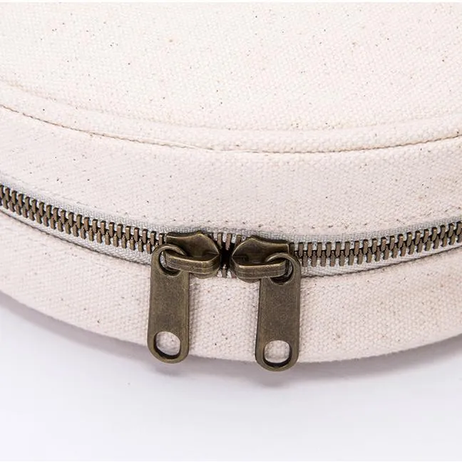 Women's Small Round Canvas Bag Canvas Circle Bag