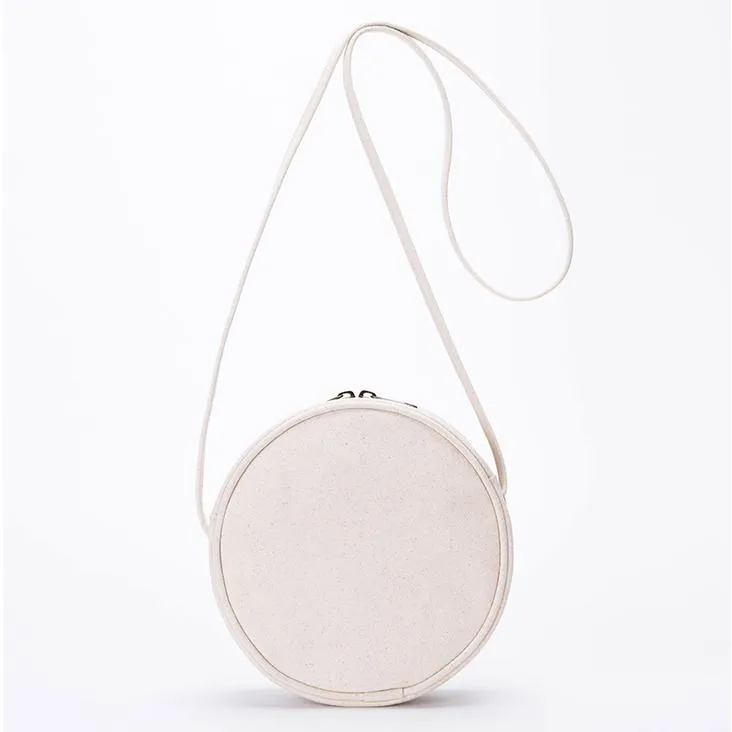 Women's Small Round Canvas Bag Canvas Circle Bag