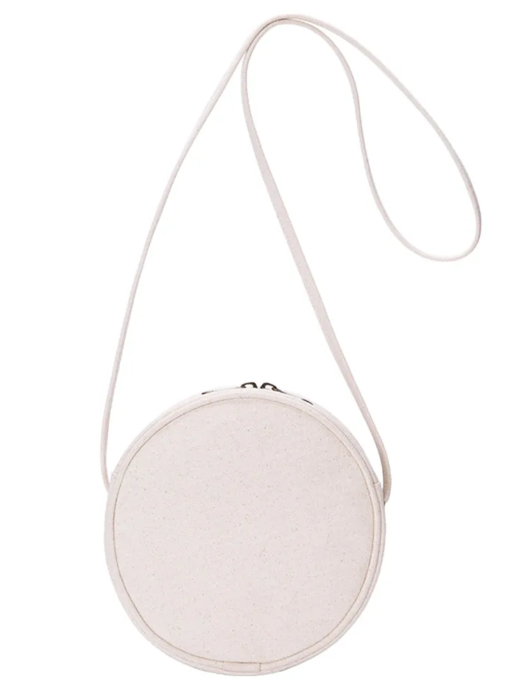 Women's Small Round Canvas Bag Canvas Circle Bag