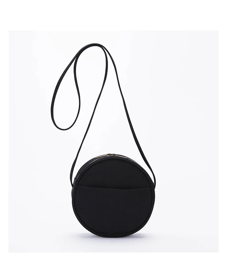 Women's Small Round Canvas Bag Canvas Circle Bag