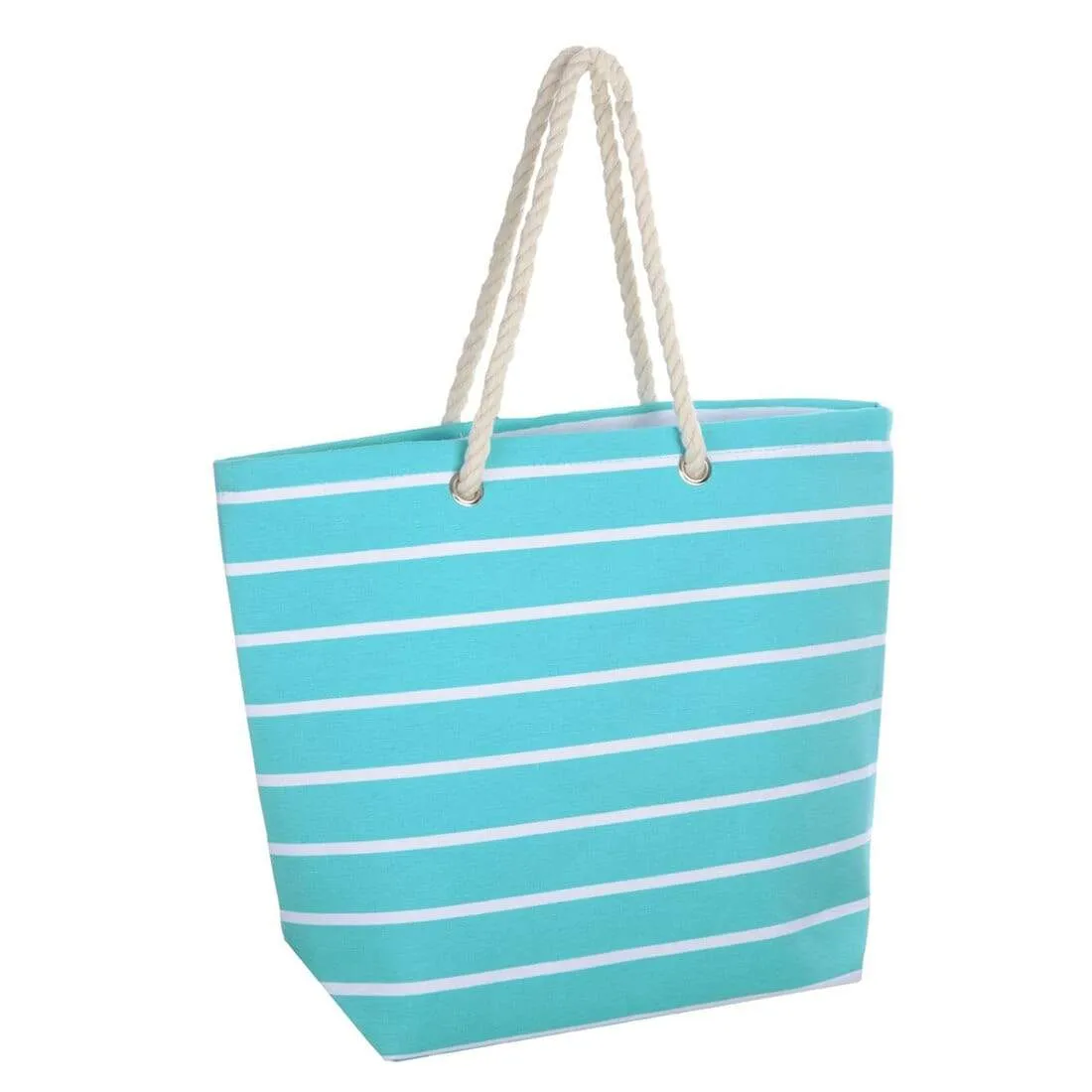 Womens Striped Canvas Beach Shoulder Bag Shopping Tote (Slight Seconds)