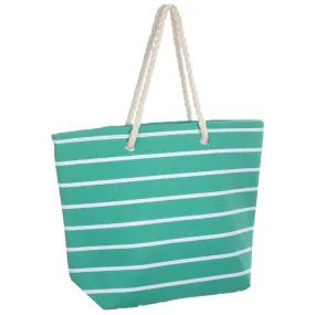 Womens Striped Canvas Beach Shoulder Bag Shopping Tote (Slight Seconds)