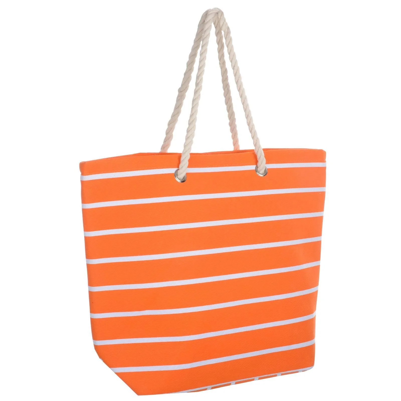 Womens Striped Canvas Beach Shoulder Bag Shopping Tote (Slight Seconds)