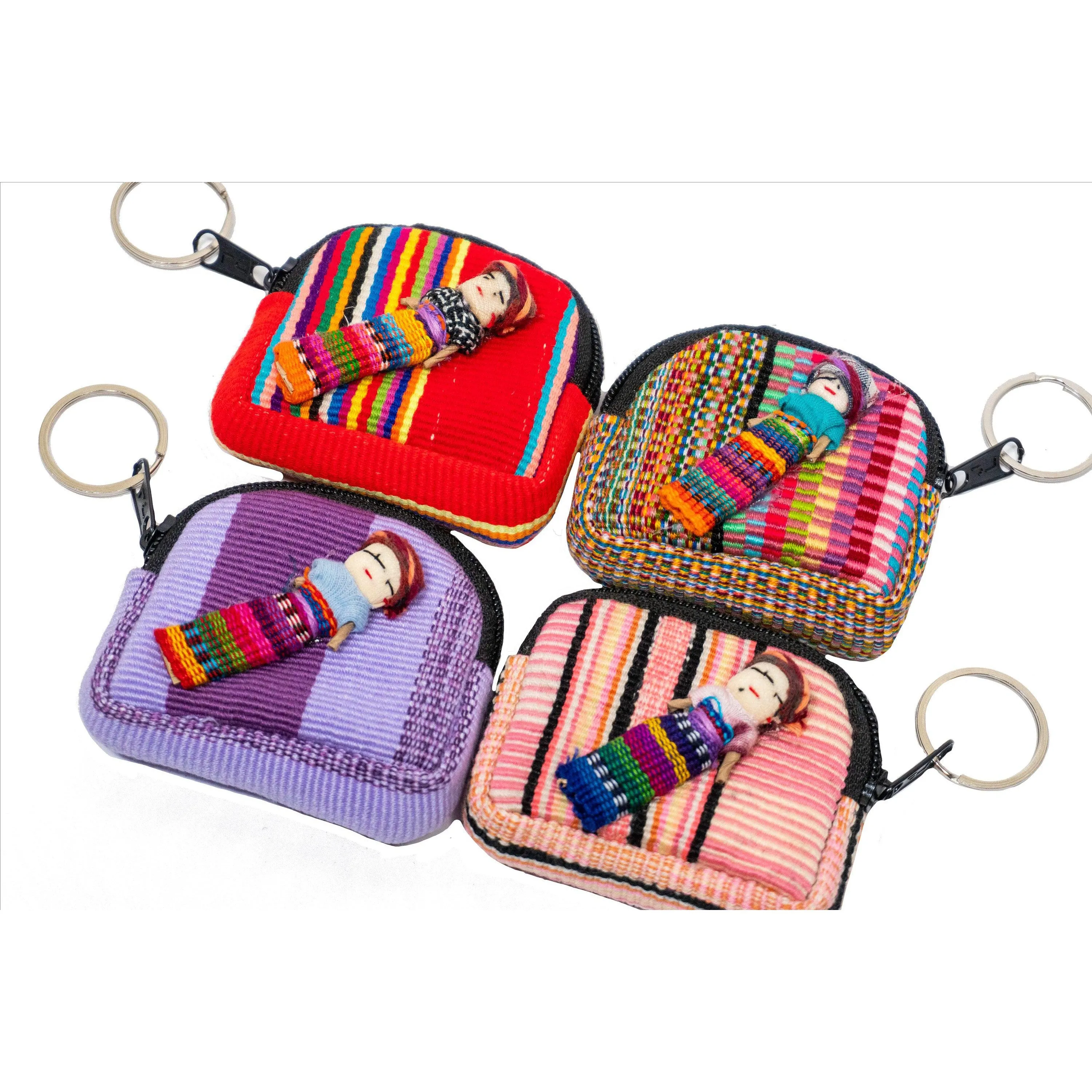 Worry Doll Tiny Bag Keychain | Coin Purse | AirPod Bag - Guatemala