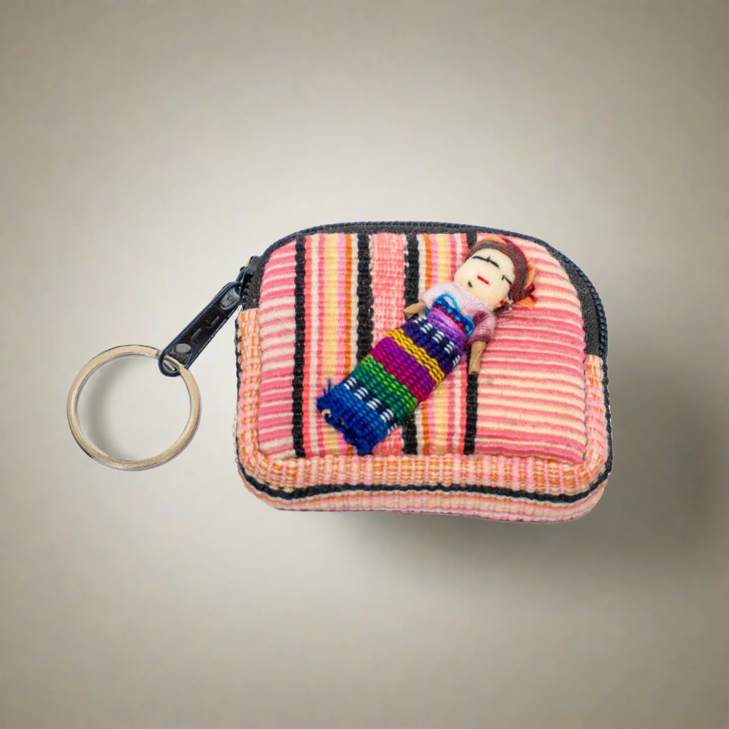 Worry Doll Tiny Bag Keychain | Coin Purse | AirPod Bag - Guatemala