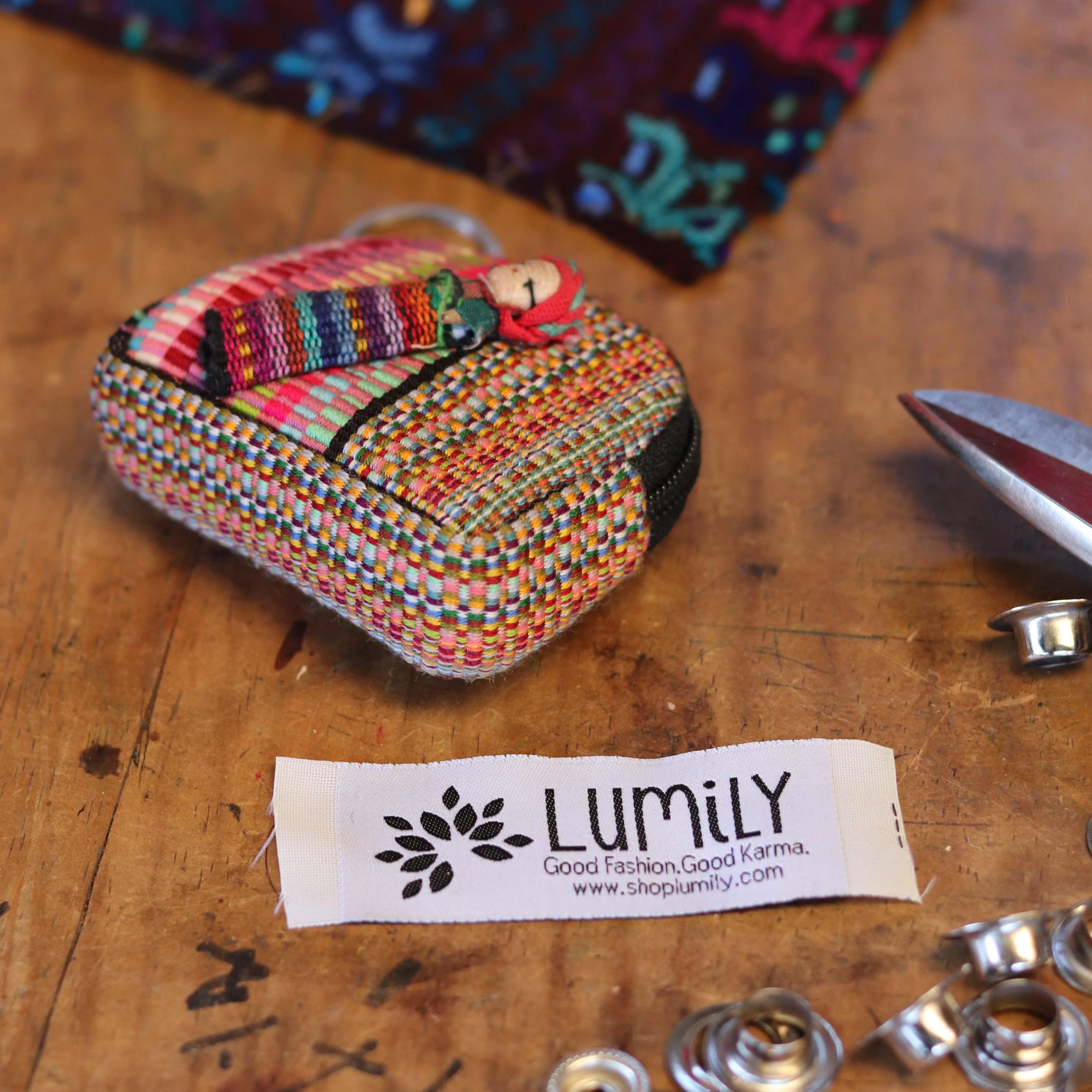 Worry Doll Tiny Bag Keychain | Coin Purse | AirPod Bag - Guatemala