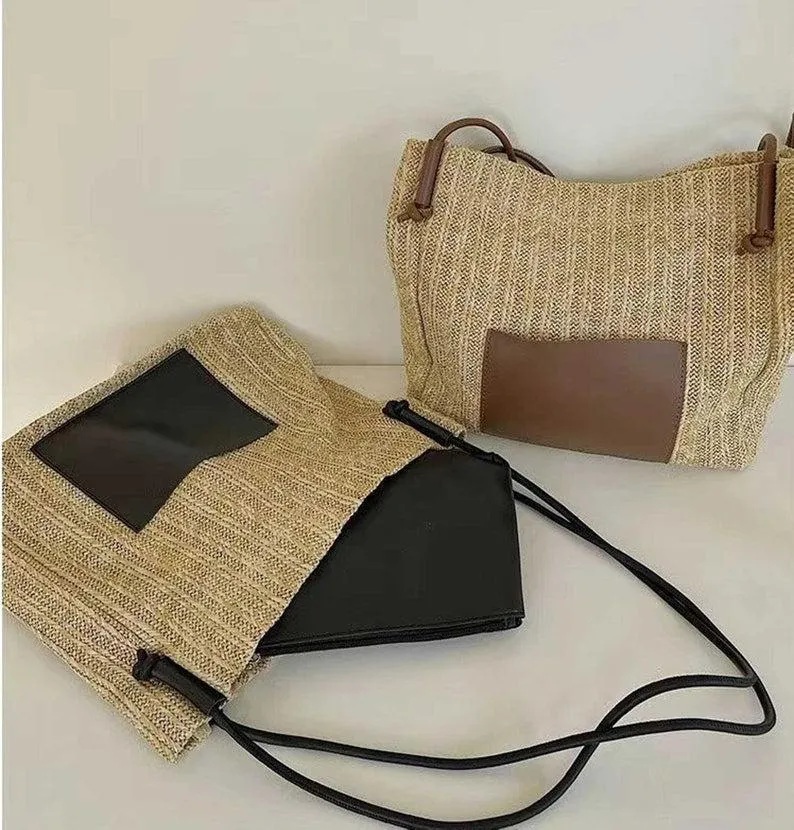 Woven Straw Tote Bag