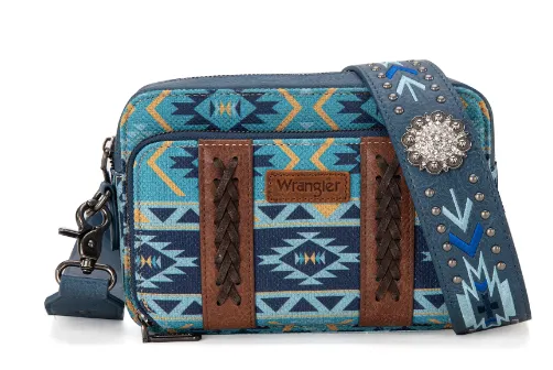 Wrangler Navy Aztec Printed Crossbody Purse With Wallet WG2207-3003NV