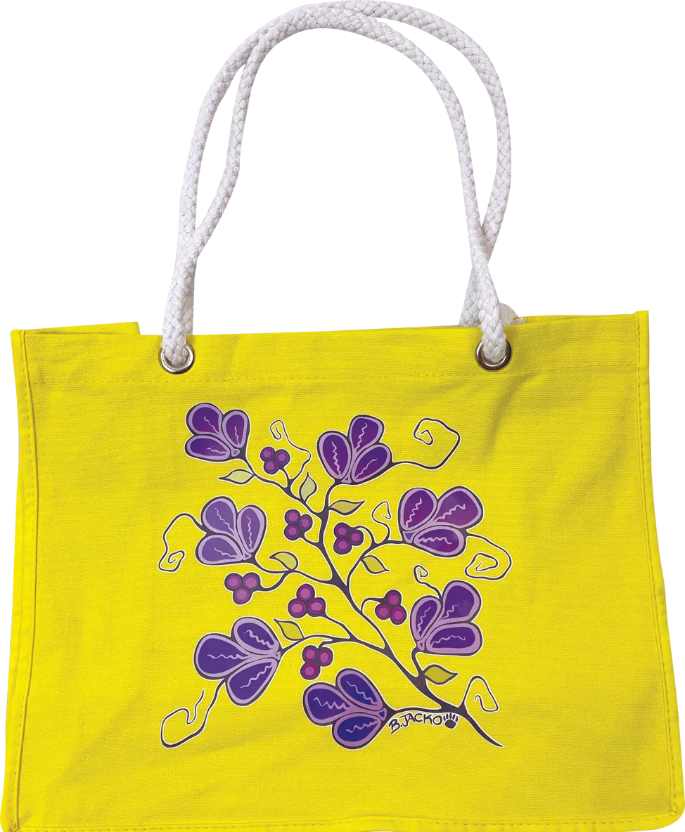 Yellow Floral Rope Tote