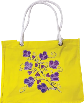 Yellow Floral Rope Tote