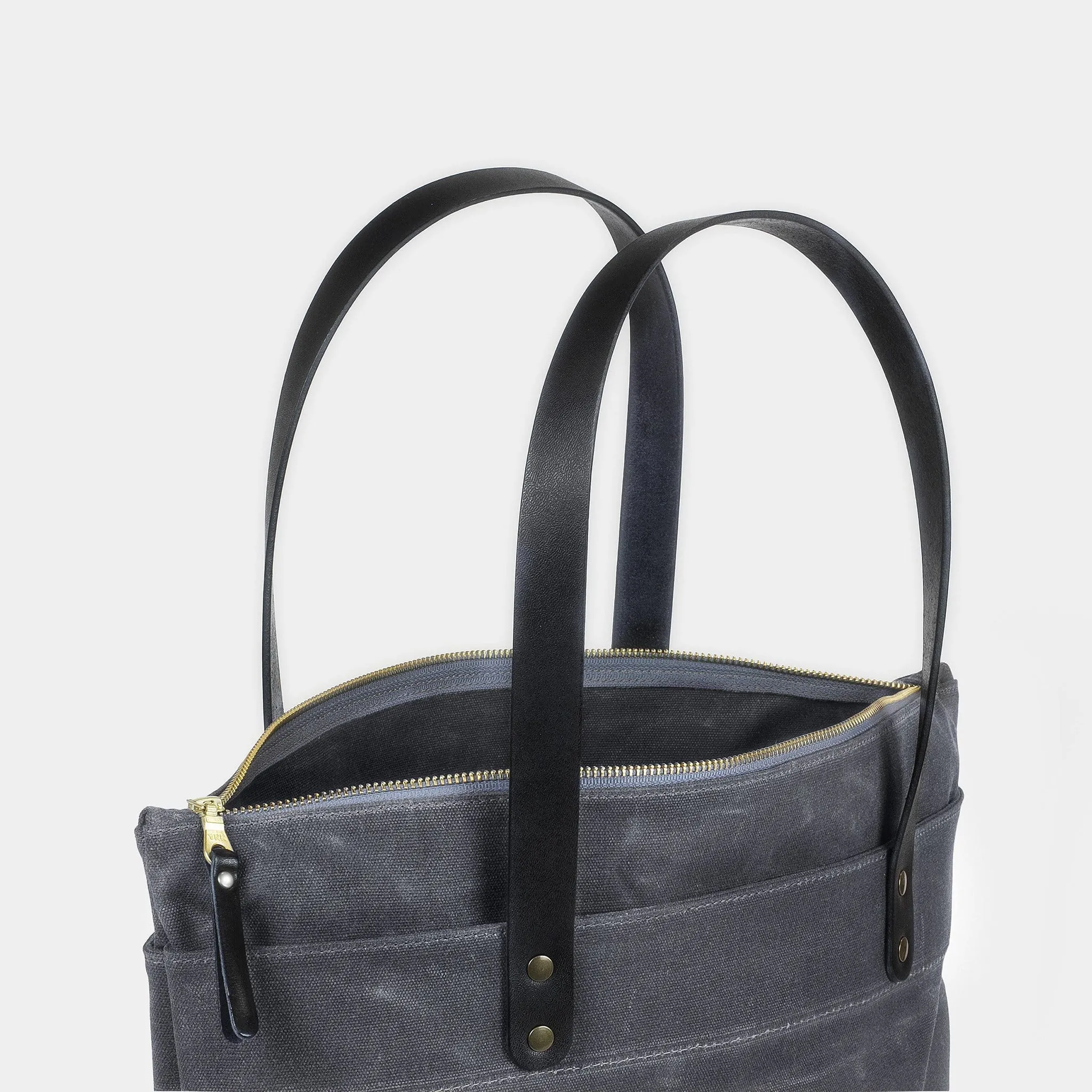 Zipper Waxed Canvas Tote Bag