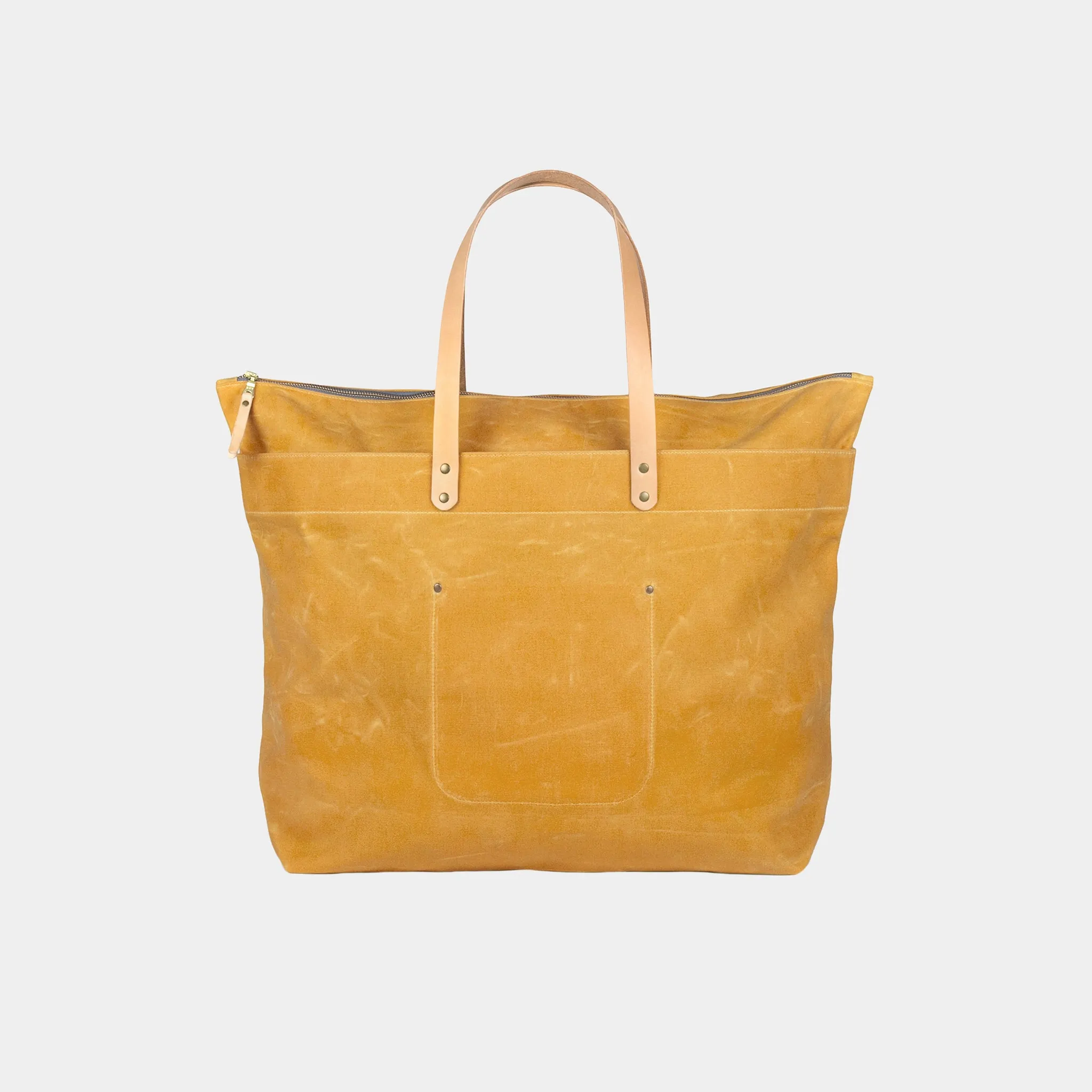 Zipper Waxed Canvas Tote Bag