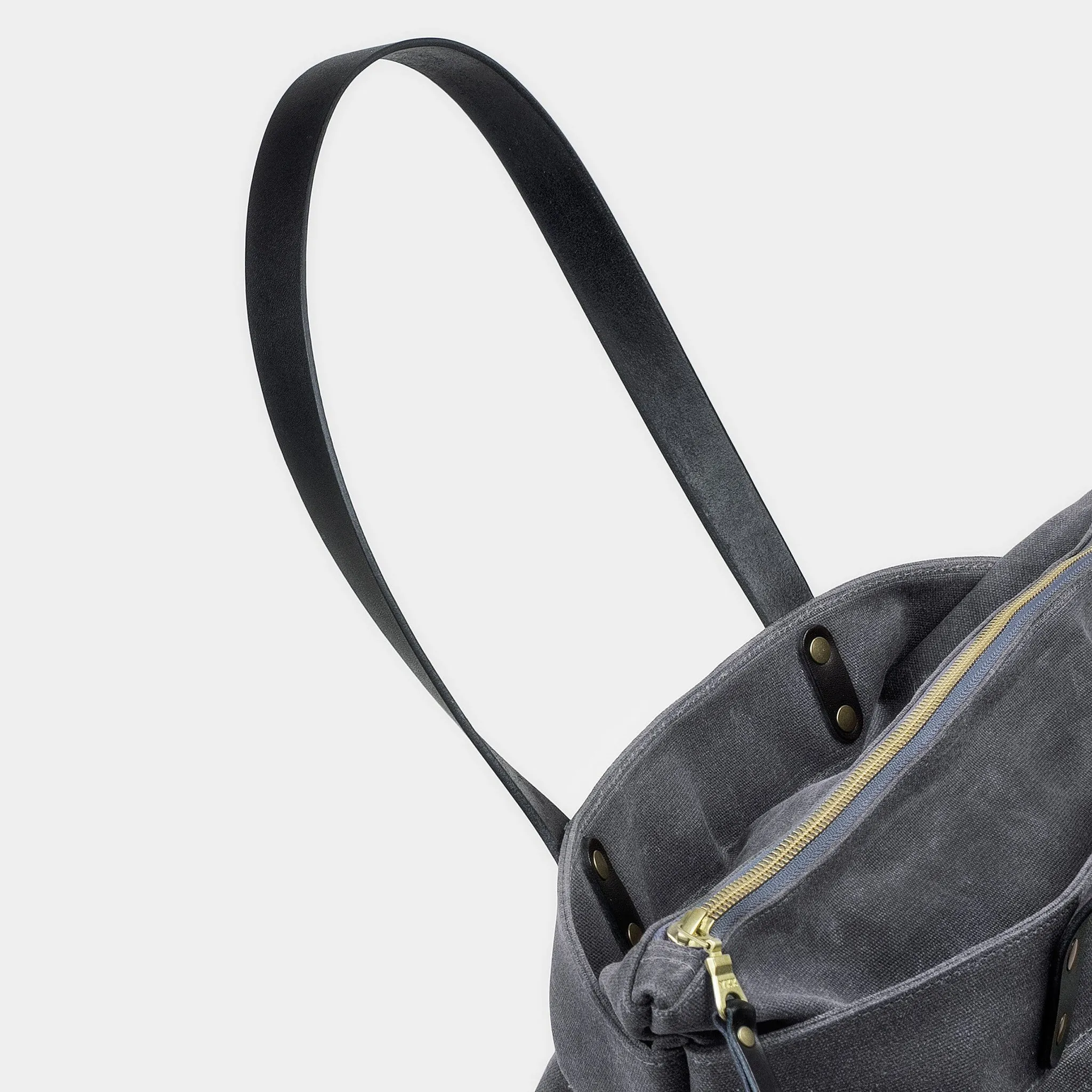 Zipper Waxed Canvas Tote Bag