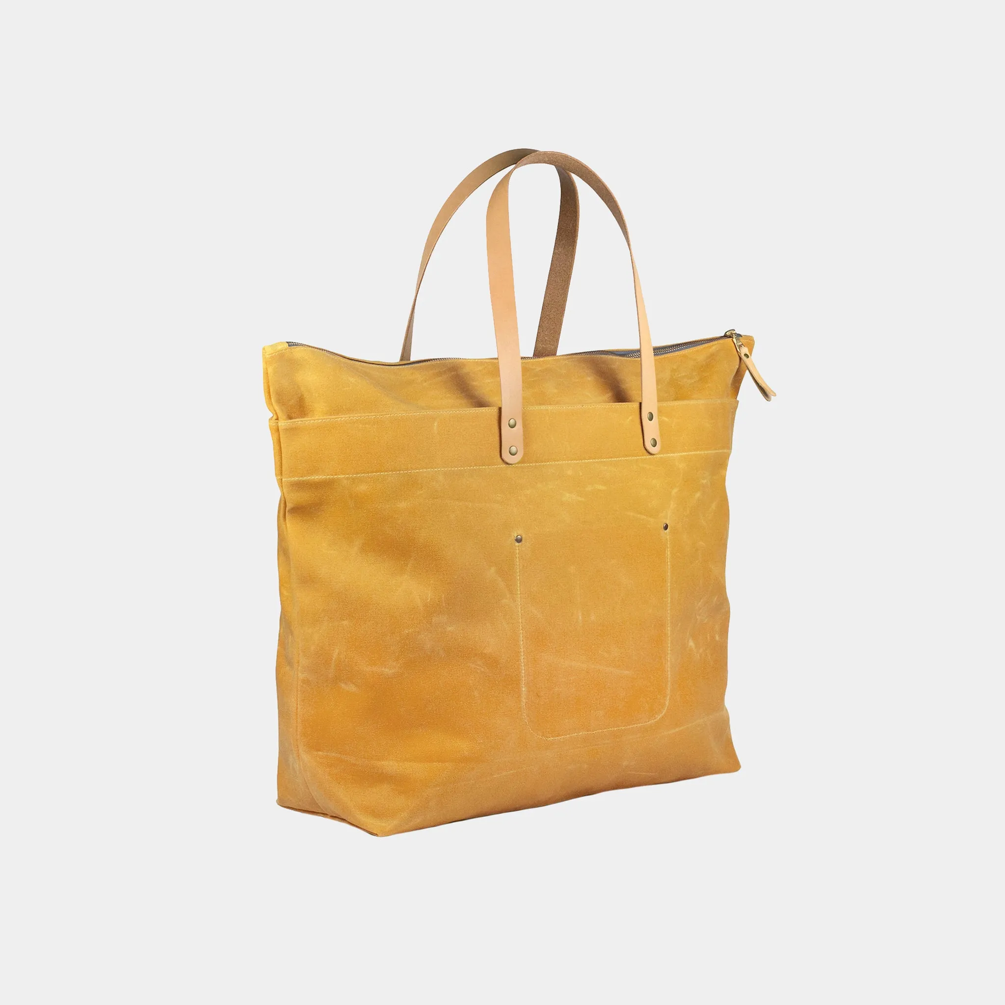 Zipper Waxed Canvas Tote Bag