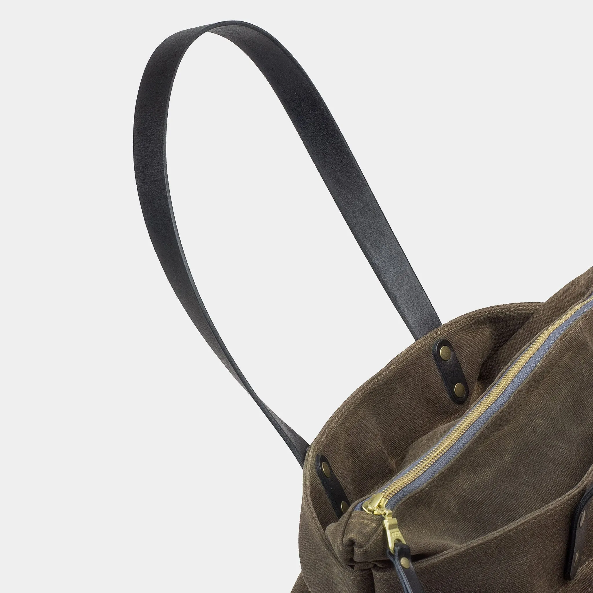 Zipper Waxed Canvas Tote Bag